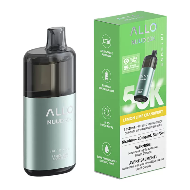 Allo Intense Nuud 50K Disposable Vape Device - Lemon Lime Cranberry 20ml - 20mg/ml