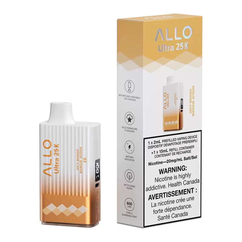 Allo Ultra 25K Disposable Vape Device - Juicy Mango 17ml - 20mg/ml