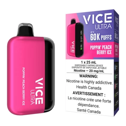 Vice Ultra Disposable Vape Device - Poppin' Peach Berry Ice - 20mg/ml