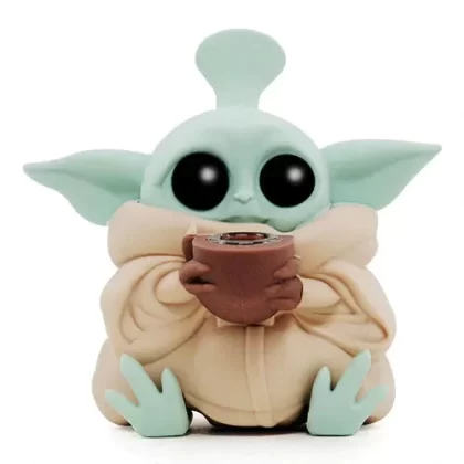 5" Baby Yoda Silicone Water Pipe - Pink