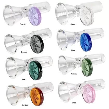 14mm Male Red Eye Glass Cone Pull-Out w/ Leaf Handle Bowl - Clear