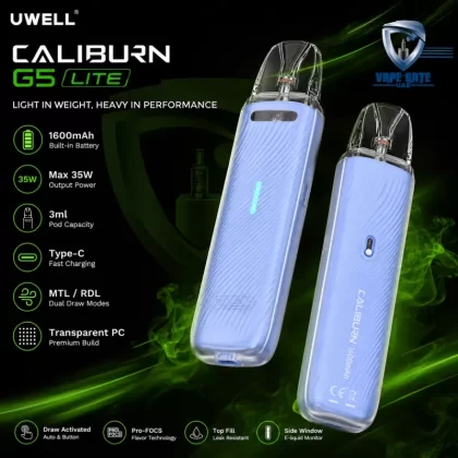 Caliburn G5 Lite Pod System Kit 1600mAh - Knight Black