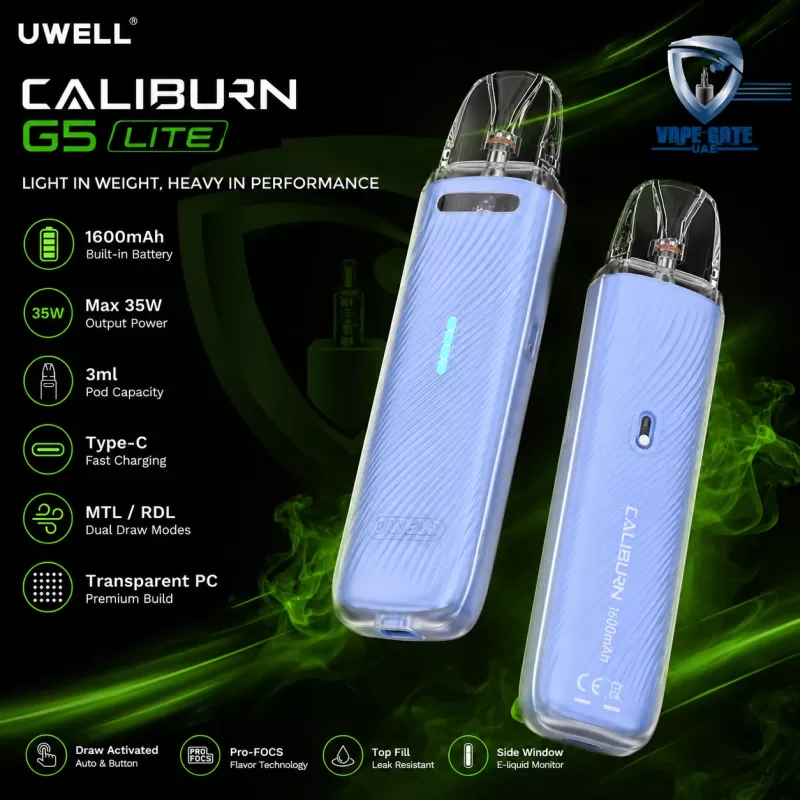 Caliburn G5 Lite Pod System Kit 1600mAh - Knight Black