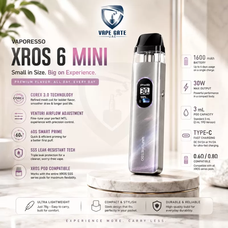 Vaporesso Xros 6 Mini 1600mAh Pod System - Plume Blue
