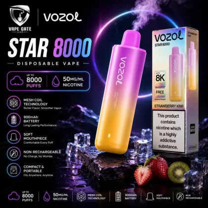 Vozol Star 8000 50mg Disposable Vape – Non-Rechargeable - Peach Ice / 50mg
