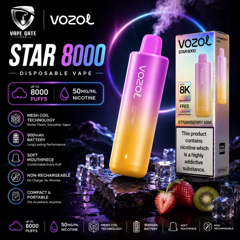 Vozol Star 8000 50mg Disposable Vape – Non-Rechargeable - Peach Ice / 50mg