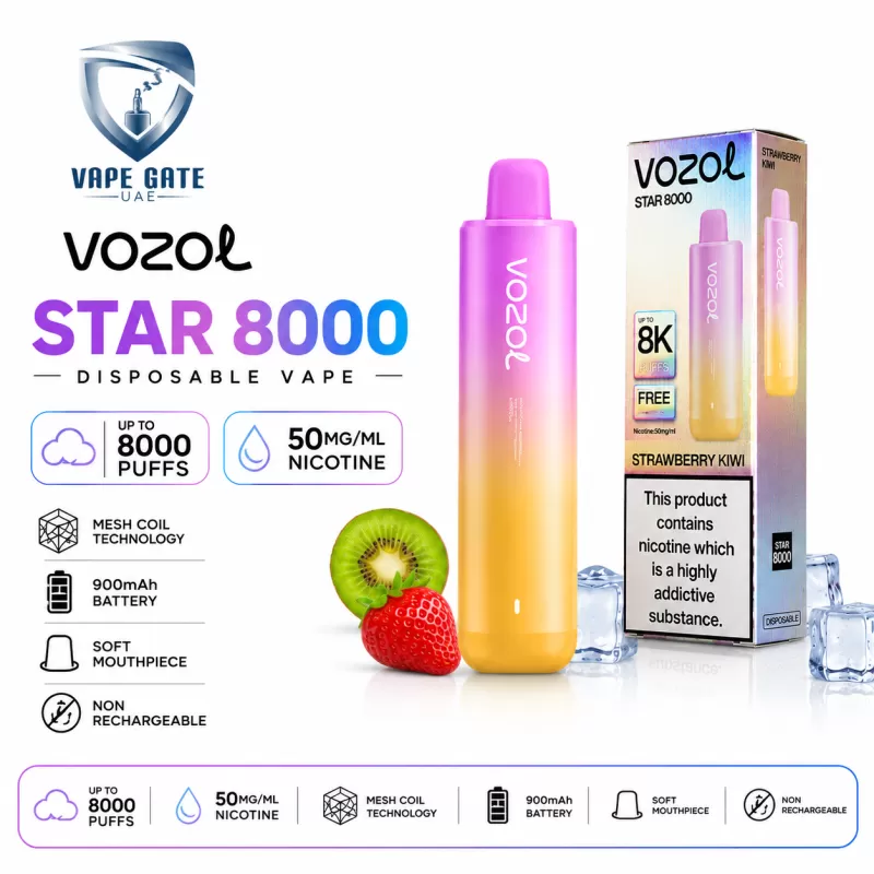 Vozol Star 8000 50mg Disposable Vape – Non-Rechargeable - Peach Mango Watermelon / 50mg - Image 2