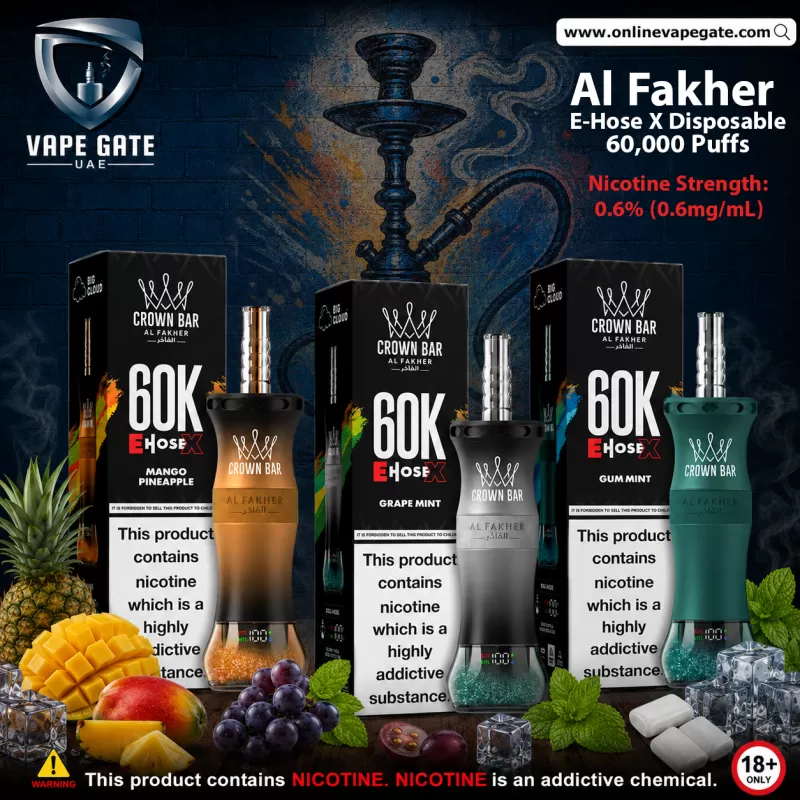 Al Fakher - E-Hose X Rechargeable Disposable Vape 60,000 Puffs - Lush Ice / 6 mg
