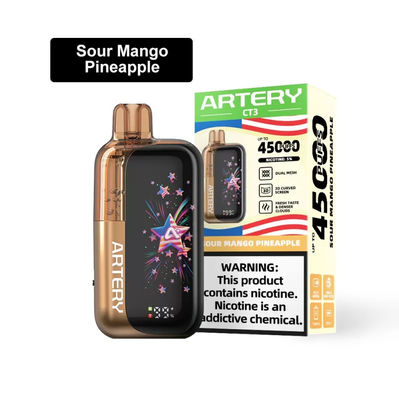 Artery CT3 45K Rechargeable Disposable Vape (45,000 Puffs) - Sour Mango Pineapple / 50 mg - Image 2