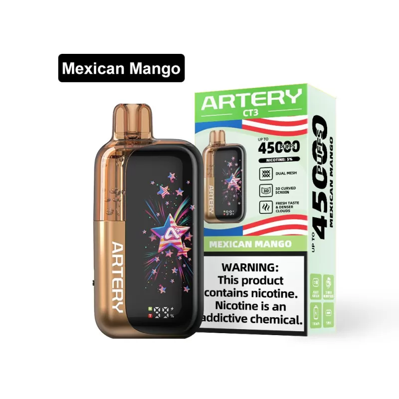 Artery CT3 45K Rechargeable Disposable Vape (45,000 Puffs) - Sour Mango Pineapple / 50 mg - Image 3