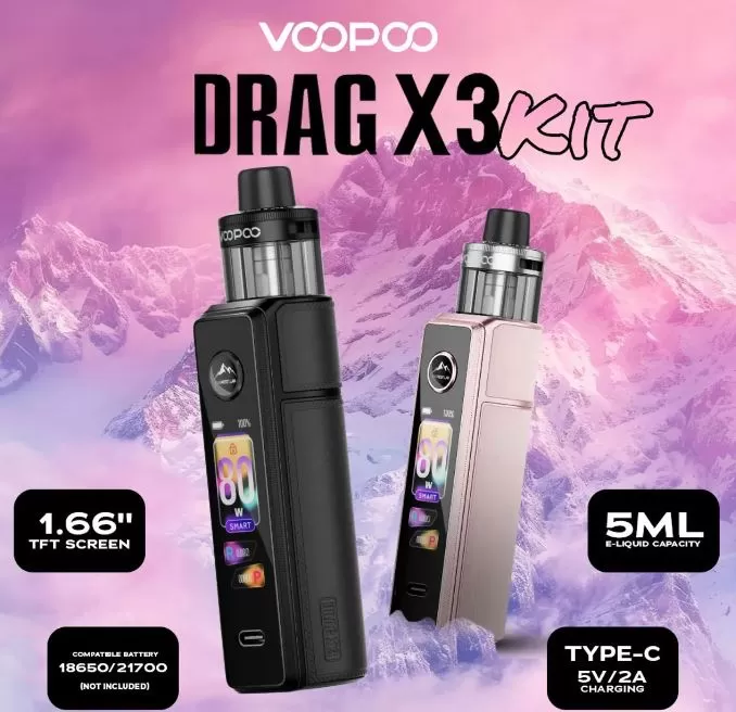 Voopoo Drag X3 Pod Kit (80W) - Spray Black - Image 2