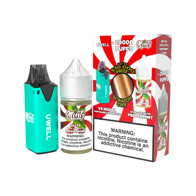Collab Bundle – Uwell V6 Disposable Device + Daddy’s Vapor 30mL Juice - CLR: Blue/ FLV: Watermelon Apple 50MG - Image 2