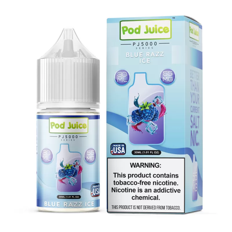 Blue Razz Ice by Pod Juice PJ5000 Series Salt 30mL - 35MG