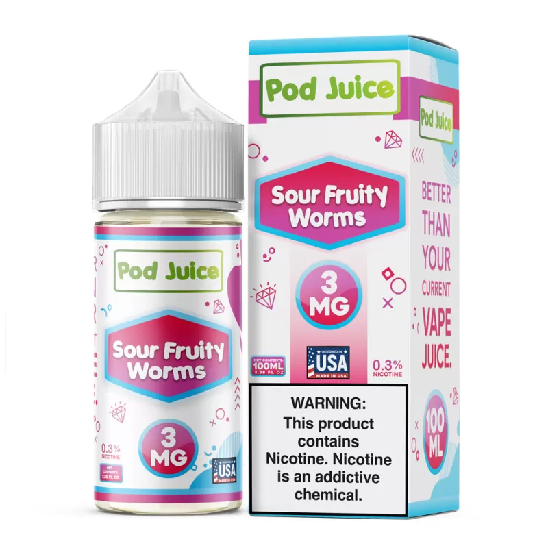 Pod Juice - Sour Fruity Worms - 100ML E-Liquid - 12MG
