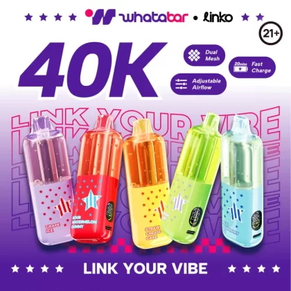 whatabar linko 40K Puff Disposable Device - 40,000 Puffs - White Gummy