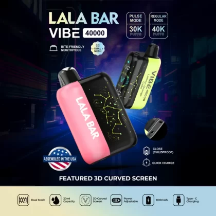 Assembled in USA | LALA BAR Vibe 40K Puff Disposable Device - TEXAS COMPLIANT VERSION - Bluebonnet Berry
