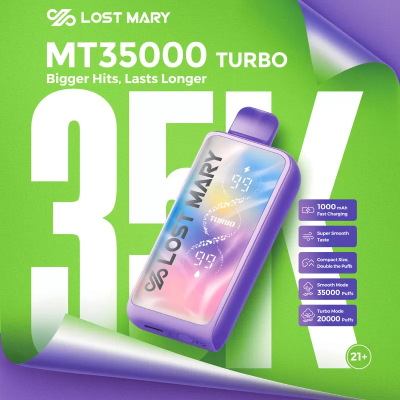 Made in Indonesia | Lost Mary MT35K Turbo Disposable - 35,000 Puffs - Winter Mint