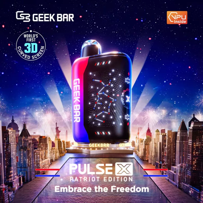 Geek Bar Pulse X 25K Puff PATRIOT EDITION Rechargeable Disposable Device – 25000 Puffs - Blue Razz Ice