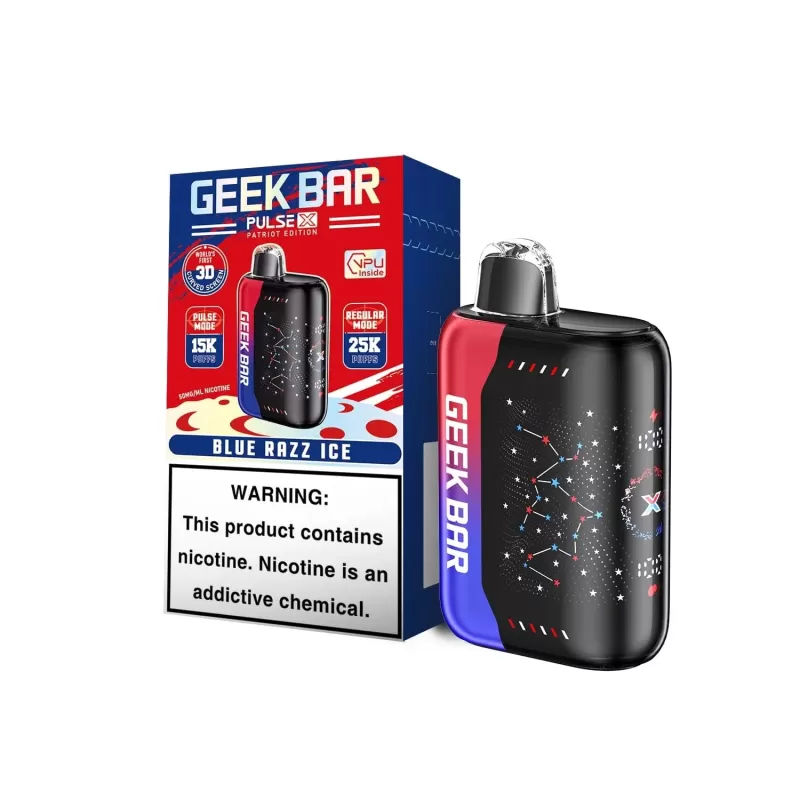 Geek Bar Pulse X 25K Puff PATRIOT EDITION Rechargeable Disposable Device – 25000 Puffs - Blue Razz Ice - Image 2