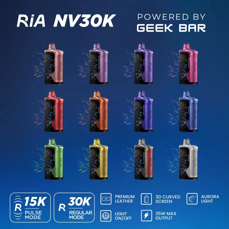 RIA NV30K Puff Powered By GEEK BAR Disposable Device – 30,000 Puffs - Blue Razz Ice - Image 2