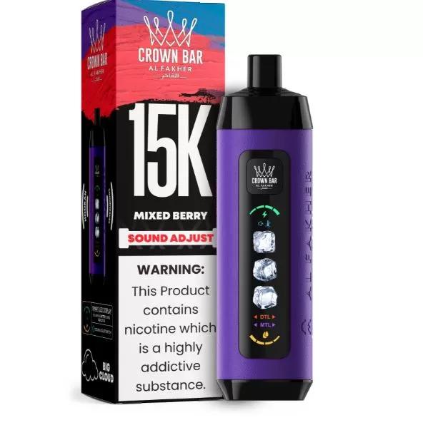 Al Fakher - Crown Bar Hypermax Ice Adjust Disposable Vape (15,000 Puffs) - Blueberry Gum / 5 mg - Image 2