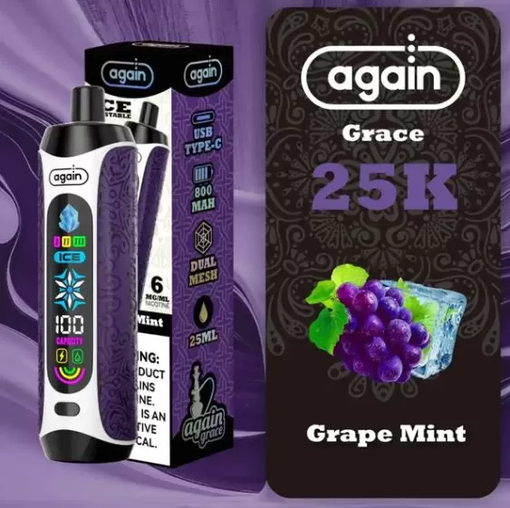 Again Grace Shisha Disposable Rechargeable Vape (25,000 Puffs) - White Peach / 6 mg - Image 2