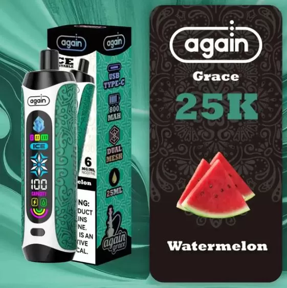 Again Grace Shisha Disposable Rechargeable Vape (25,000 Puffs) - White Peach / 6 mg - Image 3