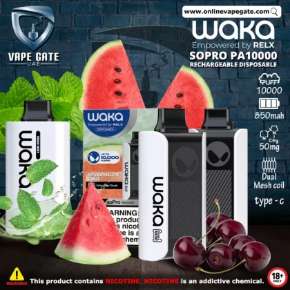 Waka SoPro PA10000 Rechargeable Disposable Vapes (10,000 Puffs) - 50 mg / Fresh Mint