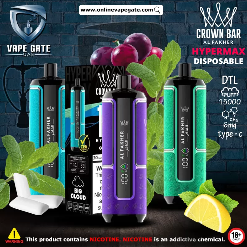 Al Fakher - Crown Bar Hypermax Disposable Vape (15,000 Puffs) - Peach Ice / 6 mg