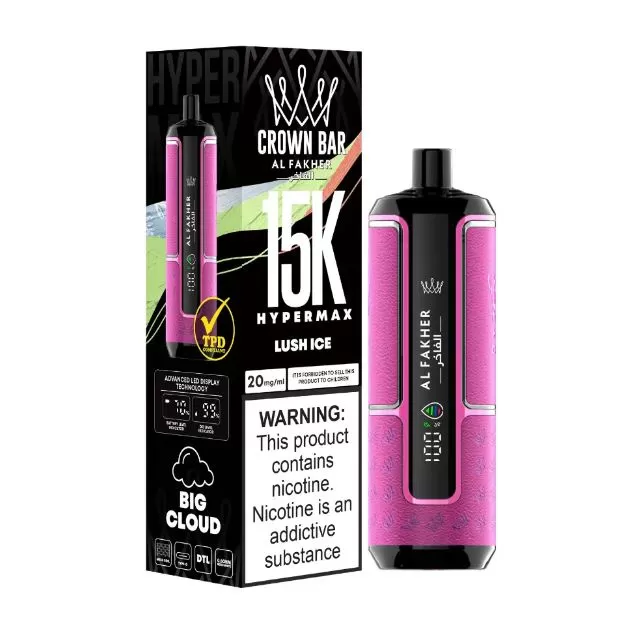 Al Fakher - Crown Bar Hypermax Disposable Vape (15,000 Puffs) - Lemon Mint / 6 mg - Image 3