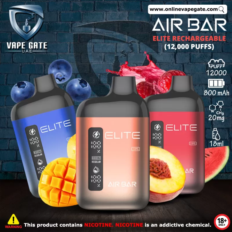 Air Bar - Elite Rechargeable Disposable Vape (12,000 Puffs) - 20 mg / Peach Mango