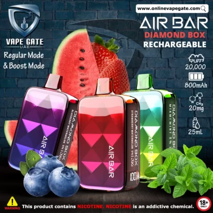 Air Bar - Diamond Box Rechargeable Disposable Vape (20,000 Puffs) - 20 mg / Peach Ice