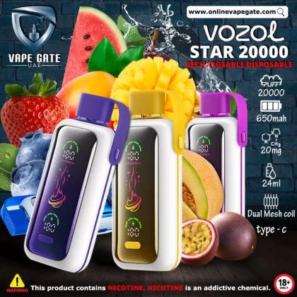 Vozol Star Rechargeable Disposable Vape (20,000 Puffs) - Dragon Strawnana / 20 mg