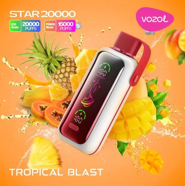 Vozol Star Rechargeable Disposable Vape (20,000 Puffs) - Dragon Strawnana / 20 mg - Image 3