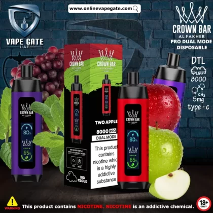 Al Fakher - Crown Bar Pro Dual Mode Disposable Vape (8,000 Puffs) - Lemon Mint / 5 mg