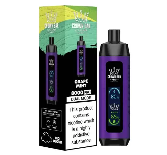 Al Fakher - Crown Bar Pro Dual Mode Disposable Vape (8,000 Puffs) - Lemon Mint / 5 mg - Image 2