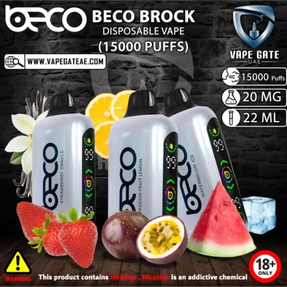 BECO BROCK DISPOSABLE VAPE (15000 PUFFS) - 20 mg / Passionfruit Lemon