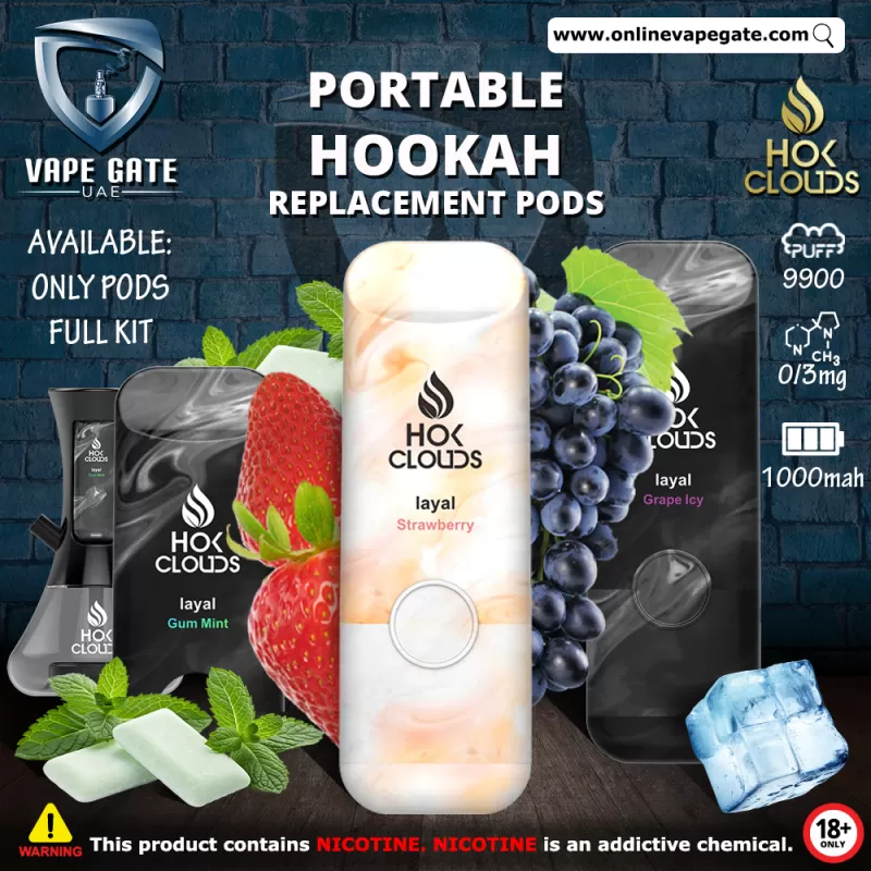 XTRA - HOK CLOUDS PORTABLE HOOKAH REPLACEMENT PODS - Lemon Mint / 3 mg