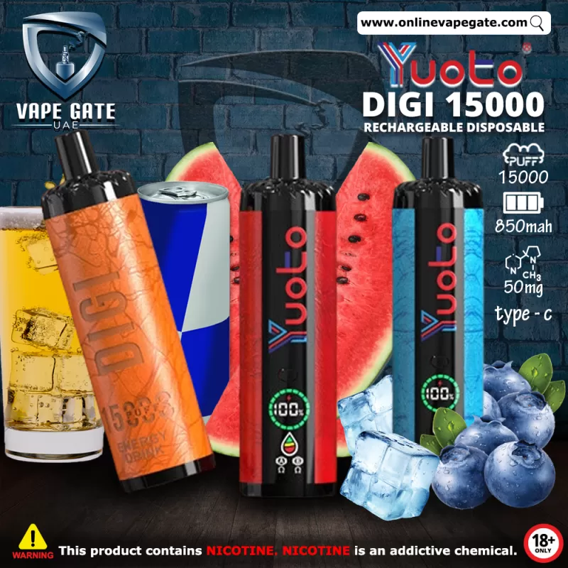 Yuoto Digi 15000 Rechargeable Disposable Vape - Mint Ice / 50 mg