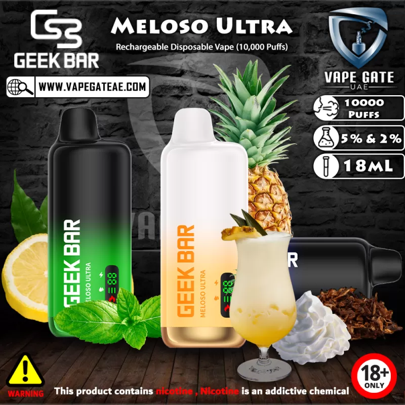 Geek Bar Meloso Ultra Rechargeable Disposable Vape (10,000 Puffs) - 50 mg / Mexico Mango Ice