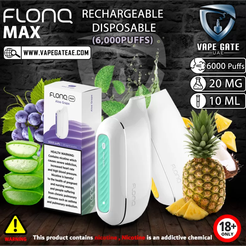 FLONQ MAX RECHARGEABLE DISPOSABLE VAPES (6,000PUFFS) - 20 mg / Mixberries