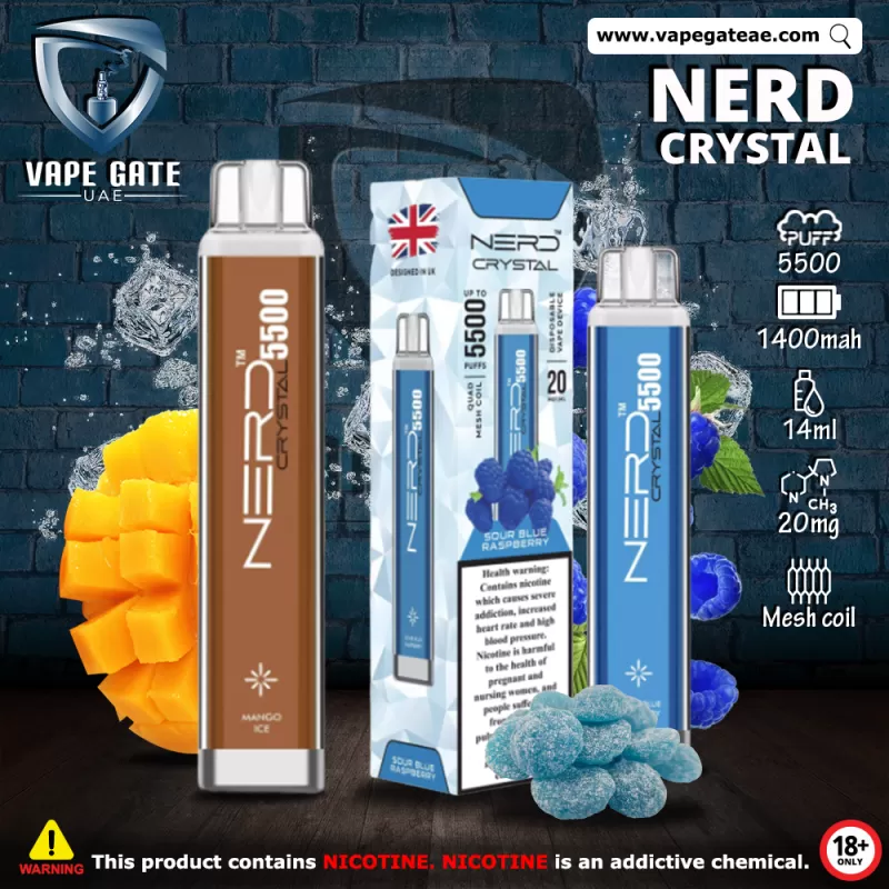 NERD CRYSTAL DISPOSABLE VAPE (5500 Puffs) - Cherry / 20 mg