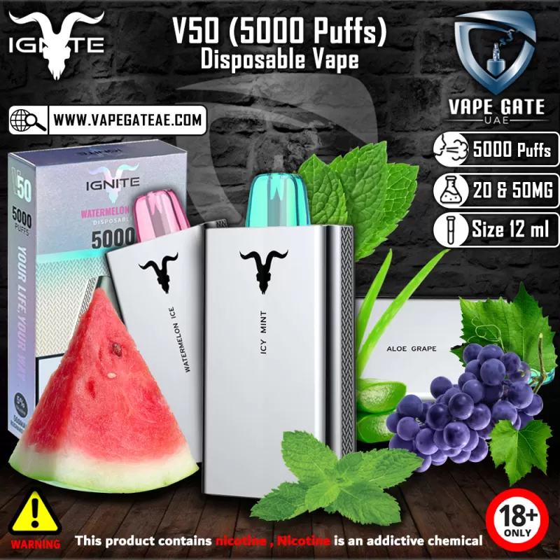 IGNITE - V50 (5000 Puffs) Disposable Vape - 20 mg / Watermelon Mix