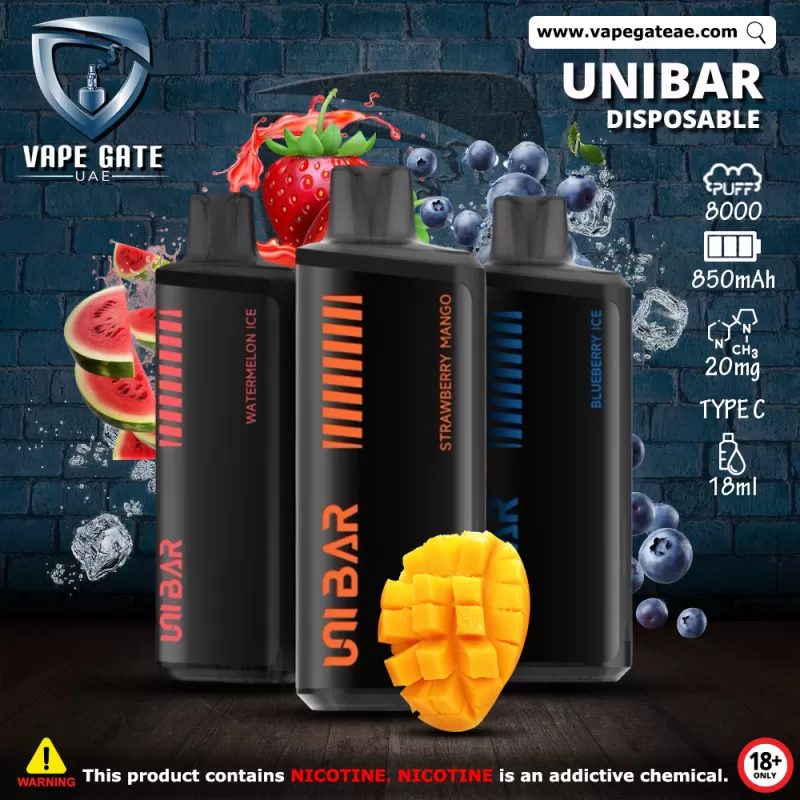 Unibar Rechargeable Disposable Vape (8000 Puffs) - Cool Mint / 20 mg