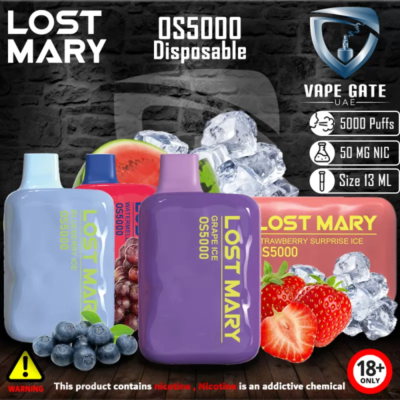 Lost Mary OS5000 Disposable Vape - 50 mg / Blue Razz Ice