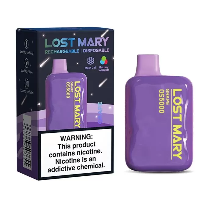Lost Mary OS5000 Disposable Vape - 50 mg / Blue Razz Ice - Image 3
