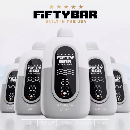 FIFTY BAR "White Series" 20K Puff Powered By BEARD Vape Co. Disposable Device - 20000 Puffs - OMG! Smoothie