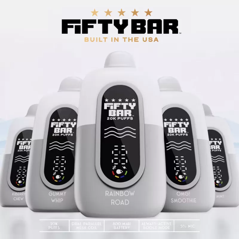FIFTY BAR "White Series" 20K Puff Powered By BEARD Vape Co. Disposable Device - 20000 Puffs - OMG! Smoothie