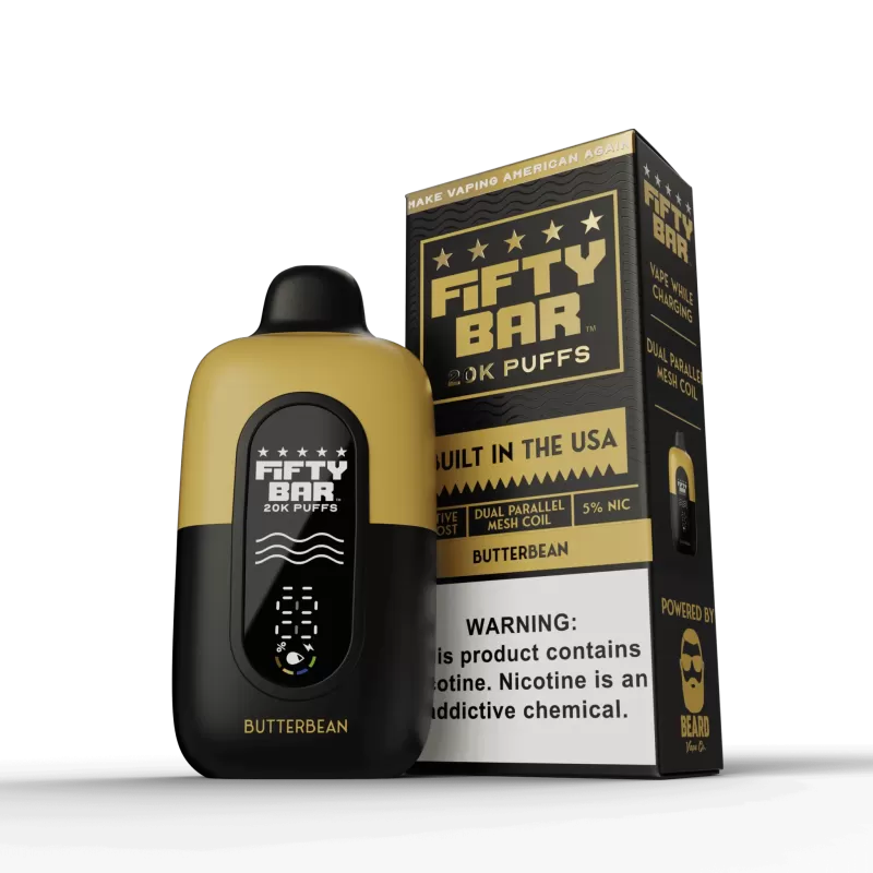 FIFTY BAR "Black Series" Powered by BEARD VAPE Co. 20K Puff Disposable Device - 20000 Puffs - Gold Tobacco - Image 3