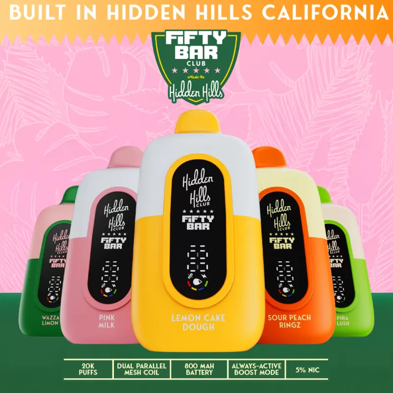 Hidden Hills x FIFTY BAR 20K Puff Disposable Device - 20000 Puffs - Wazza Limon